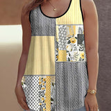 Tank Top avec Un Cou en U et un Motif Floral