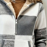Sweat À Capuche Tendance À Demi-Fermeture Et Imprimé