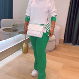 Pull Rayé Contrasté Pantalon Ensemble