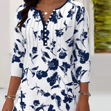 Blouse à Boutons Imprimée Mode