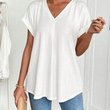T-Shirt À Manches Courtes Uni Patchwork
