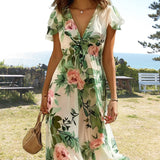Robe à manches volantées et imprimé floral frais
