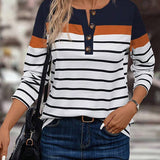 Top Avec Un Motif Rayé Détendu et Une Couleur de Contraste