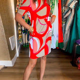Robe imprimée droite à col en V