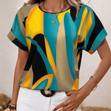 T-Shirt Col Rond Imprimé Contrasté