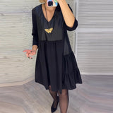Robe patchwork à col en V