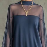 Robe Manche Lanterne Unie Patchwork