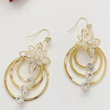 Boucles d'oreilles trois créoles lotus en cristal