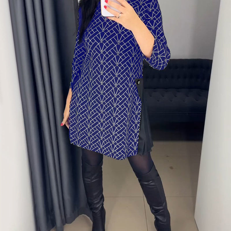 Robe imprimée ligne col rond