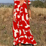 Robe avec imprimé et col en V