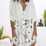 Robe boutonnée à manches longues et poche