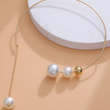 Collier clavicule pour femme avec fausse perle