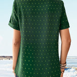 T-shirt avec col en V et bouton