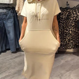 Robe À Capuche Décontractée Cordon