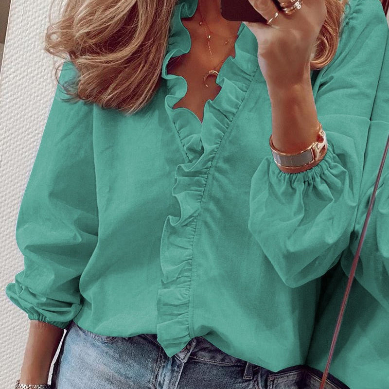 Chemisier de couleur unie à manches bouffantes