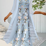 Robe ample manches 3/4 à imprimé fleuri