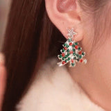 Boucles d'oreilles à tige en forme de sapin de noël