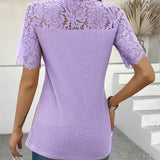 T-Shirt Dentelle Panneau Tricoté