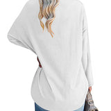 T-shirt femme uni col V manches longues