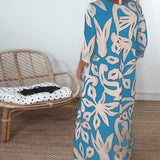Robe À Col Rond Et Manches Longues Imprimée