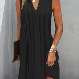 Robe décontractée sans manches à col en V