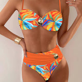 Maillot De Bain Sexy Imprimé Soutien-Gorge Couleur Contrastée Deux-Pièces