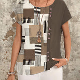 T-Shirt Imprimé Géométrique Rayé