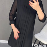 Robe plissée en maille patchwork de couleur unie