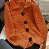 Cardigan à gros boutons et tissage tricot