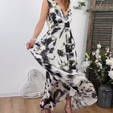 Robe fluide sans manches à imprimé fleuri