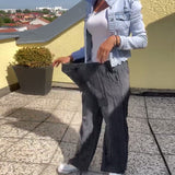 Pantalon droit ample décontracté à rayures