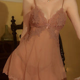 Ensemble Sexy Dos Nu À Fines Bretelles Nuisette-Robe