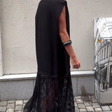 Robe sans Manches en Mesh et Patchwork