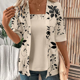 T-shirt élégant à deux pièces factices avec motif floral
