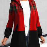 Manteau zippé à capuche à carreaux