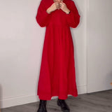 Robe élégante à col en V et manches longues