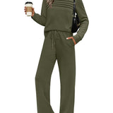 Set Haut à Col Rond pour Femme et Pantalon à Cordon