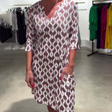 Robe Col Montant Mi-longue Imprimée