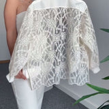 Manteau Dentelle Creuse Couleur Unie
