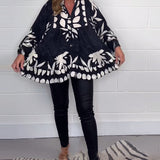 Blouse imprimée à manches cloche et boutons