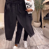 Pantalon décontracté de couleur unie avec poche