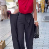 Pantalon Asymétrique À Couches Jambes Larges