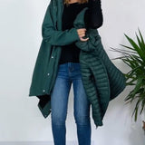 Manteau tendance de couleur unie avec fermeture éclair et bouton amovible