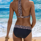 Maillot de Bain Sexy à Taille Basse Imprimé Léopard