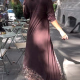 Robe À Manches Longues De Couleur Unie Irrégulière