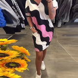 Robe À Col En V Avec Imprimé Ondulé