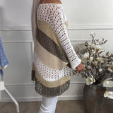 Pull décontracté à manches longues creux avec blocs de couleurs