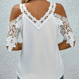 T-shirt Bardot Dentelle Couleur Unie