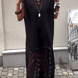 Robe sans Manches en Mesh et Patchwork