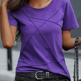 T-Shirt Col Rond Couleur Unie Coupe Cintrée